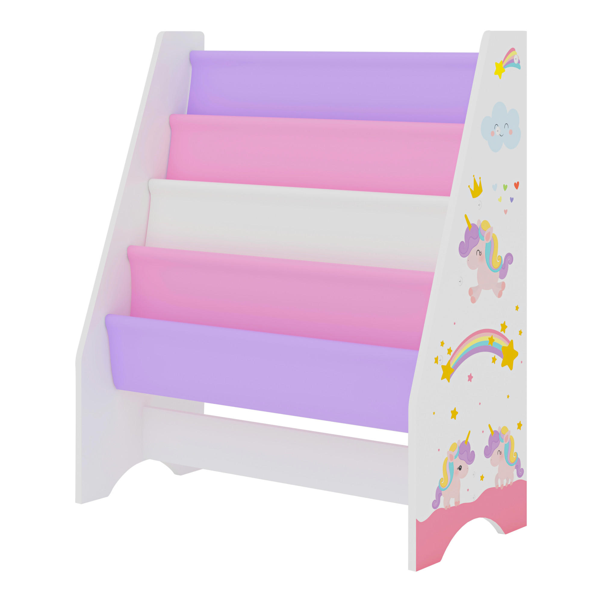 KINDERREGAL Fisterra - Lila/Weiß, Holzwerkstoff/Textil (62/74/29cm) - [en.casa]