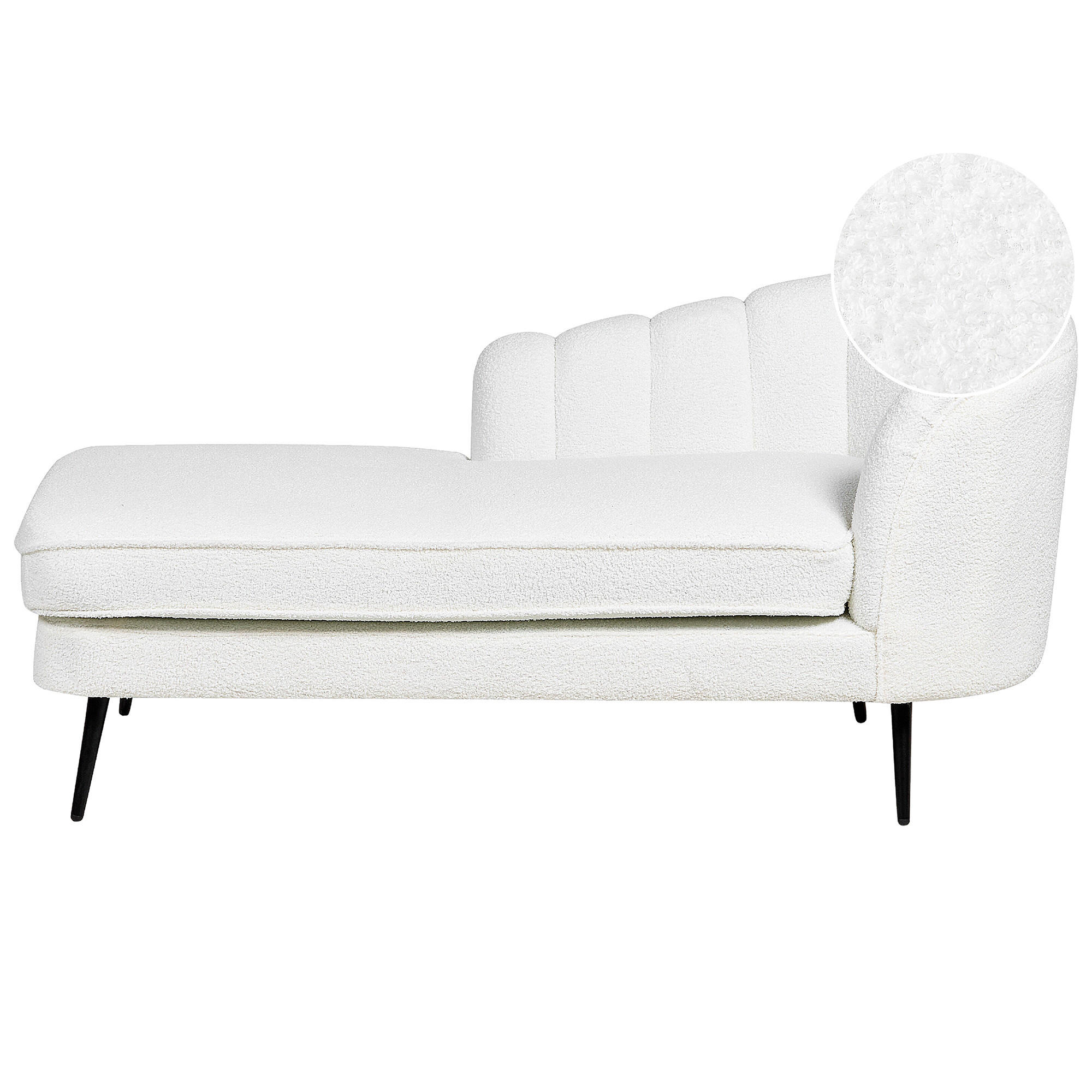 CHAISELONGUE Bouclé cremeweiß rechtsseitig Allier - Schwarz/Weiß, Textil (150/75/76cm) - Beliani