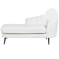 CHAISELONGUE Bouclé cremeweiß rechtsseitig Allier - Schwarz/Weiß, Textil (150/75/76cm) - Beliani
