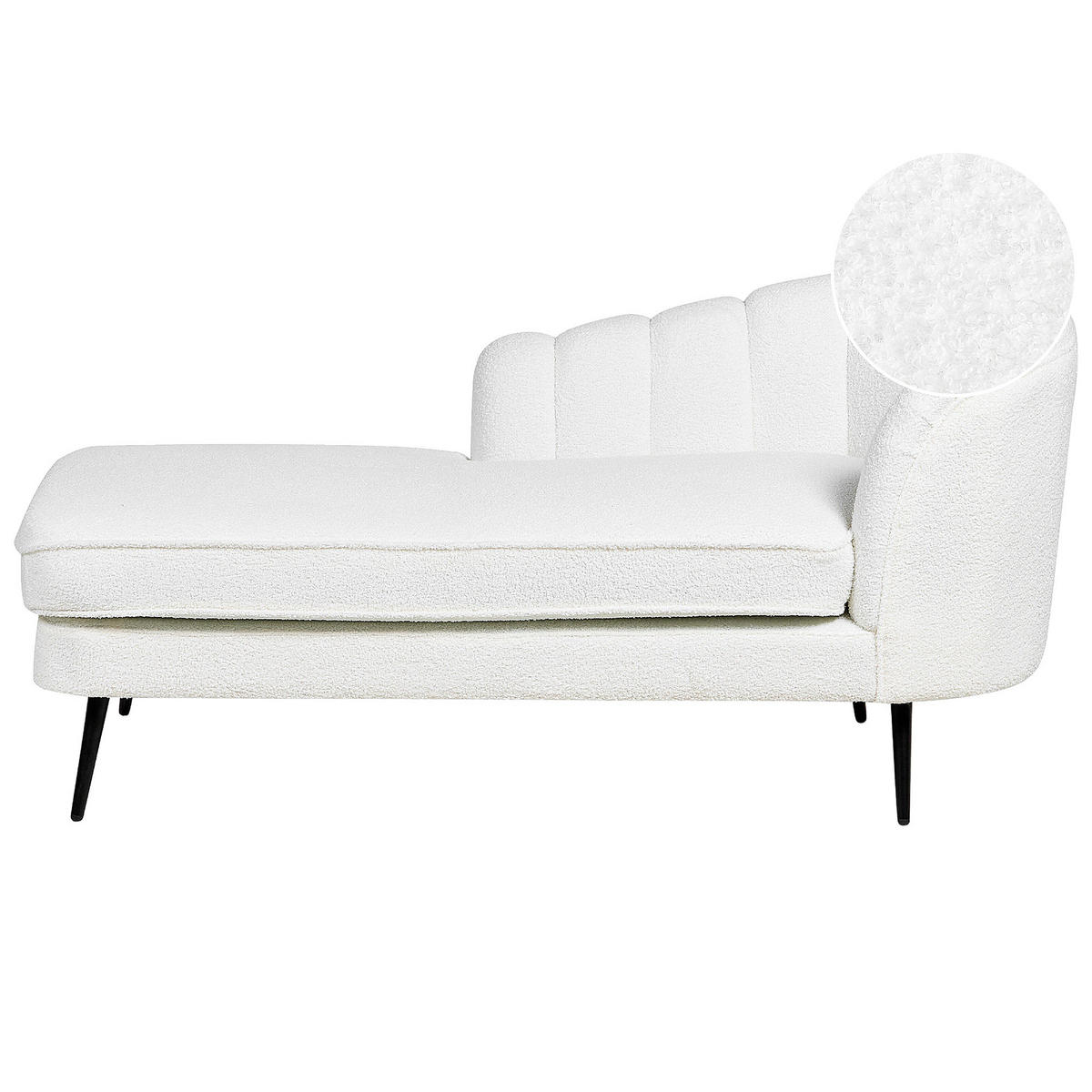 CHAISELONGUE Bouclé cremeweiß rechtsseitig Allier - Schwarz/Weiß, Textil (150/75/76cm) - Beliani