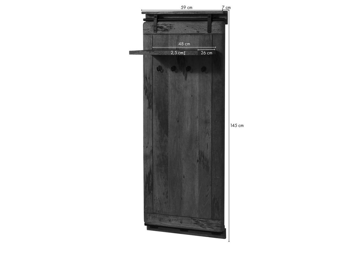 WANDGARDEROBE Mango 59x32x145 natur lackiert RAILWAY #1009 - Naturfarben, Holz (59/145/32cm) - Massivmoebel24