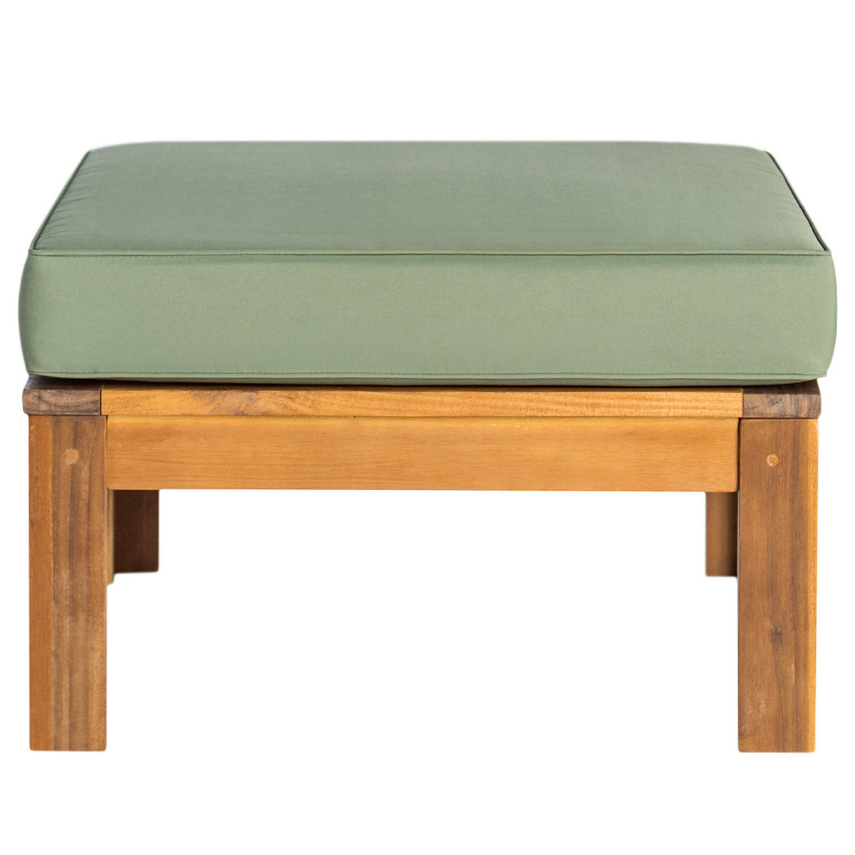 LOUNGEHOCKER - Webstoff / Akazie massiv - Olivgrün, Holz/Textil (60/38/60cm) - home24