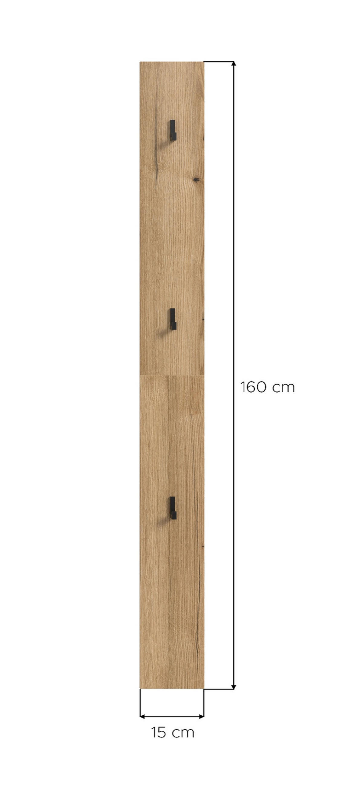 GARDEROBENPANEEL Evoke Eiche, Wandgarderobe 15 x 160 cm - Eichefarben, Holzwerkstoff/Metall (15/160/4cm) - Inn.Furn