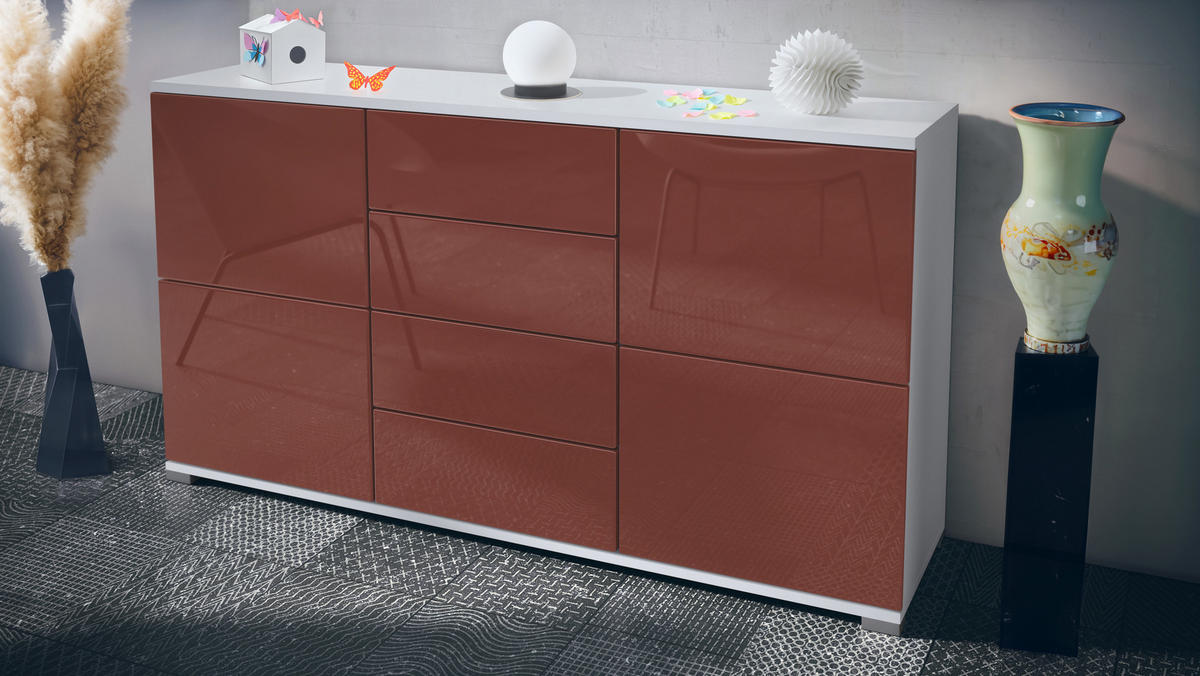 SIDEBOARD Rova Bordeaux Hochglanz - Bordeaux, Holzwerkstoff (138.5/75.5/35cm) - Vladon