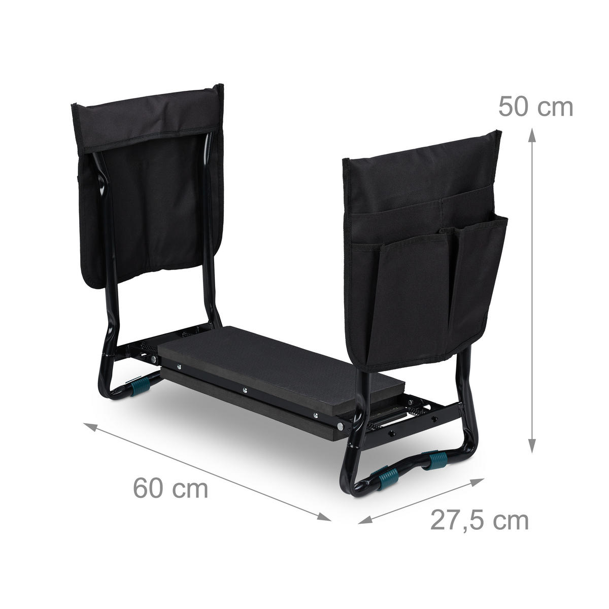 KNIEBANK - Schwarz, Textil/Metall (60/50/27.5cm) - Relaxdays