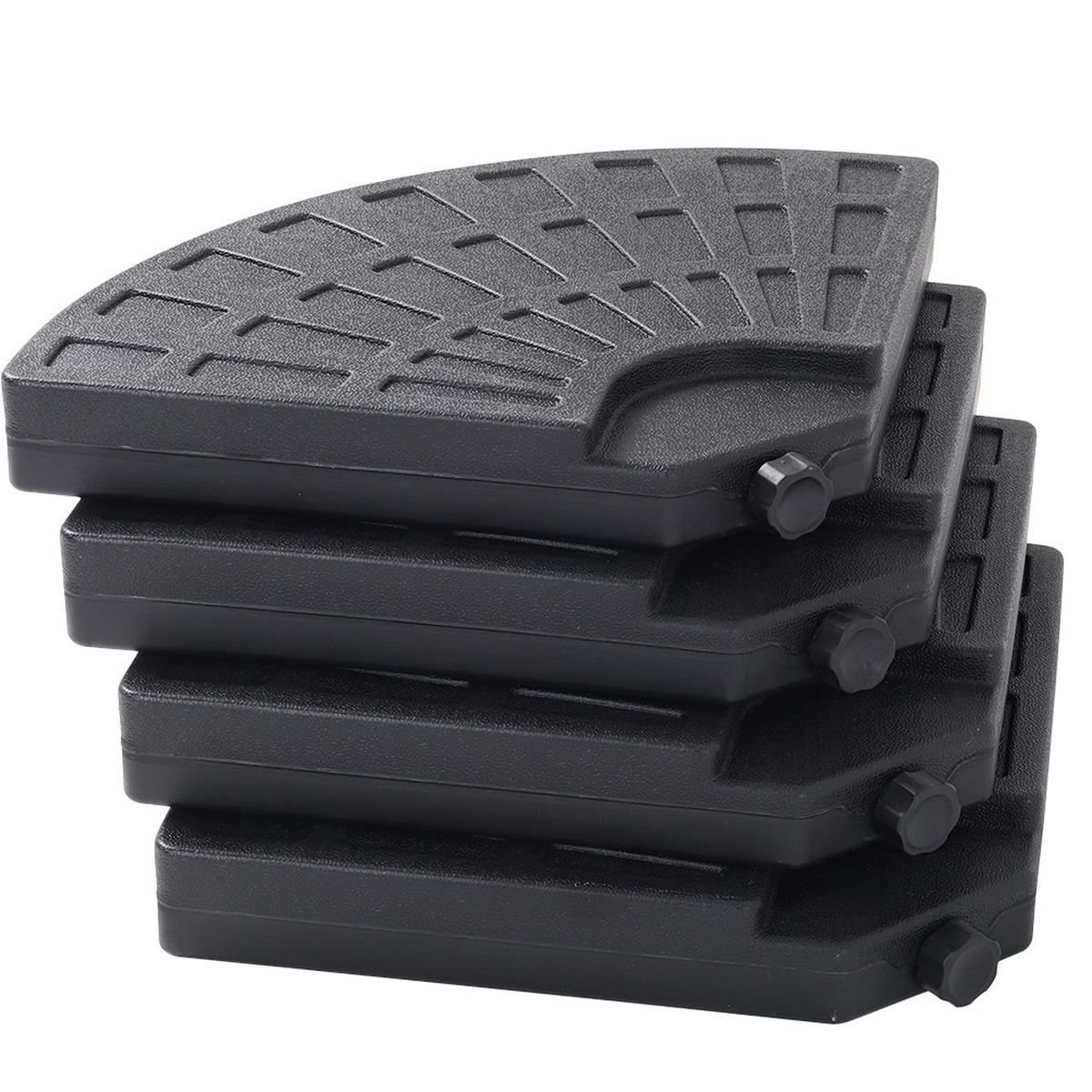 SONNENSCHIRMFUSS aus HDPE in Schwarz Round 4er-set befüllbar wetterfest und standfest Ø100 × 7,5 cm insgesamt gefüllte von 52 bis 60 kg - Schwarz, Kunststoff (50/8cm) - Livingandhome