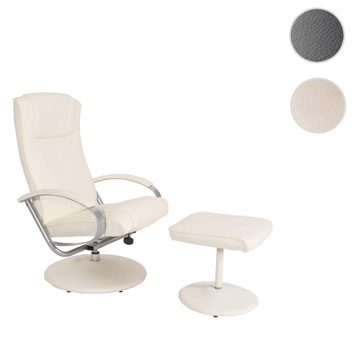 RELAXSESSEL MIT HOCKER Cremeweiß - Weiß, Textil (68/101/83cm) - MCW