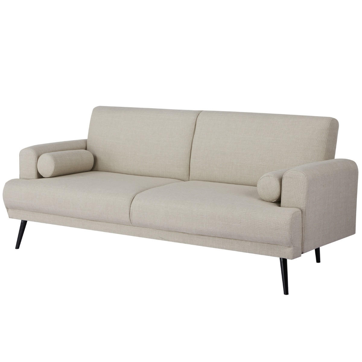 SCHLAFSOFA 3-Sitzer aus Stoff, Beige - Beige, Metall (91/85/209cm) - Giga Meubel