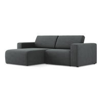 ECKSOFA Links Strukturstoff Stoff Grau - Schwarz/Grau, Kunststoff/Textil (167/224cm) - Makamii