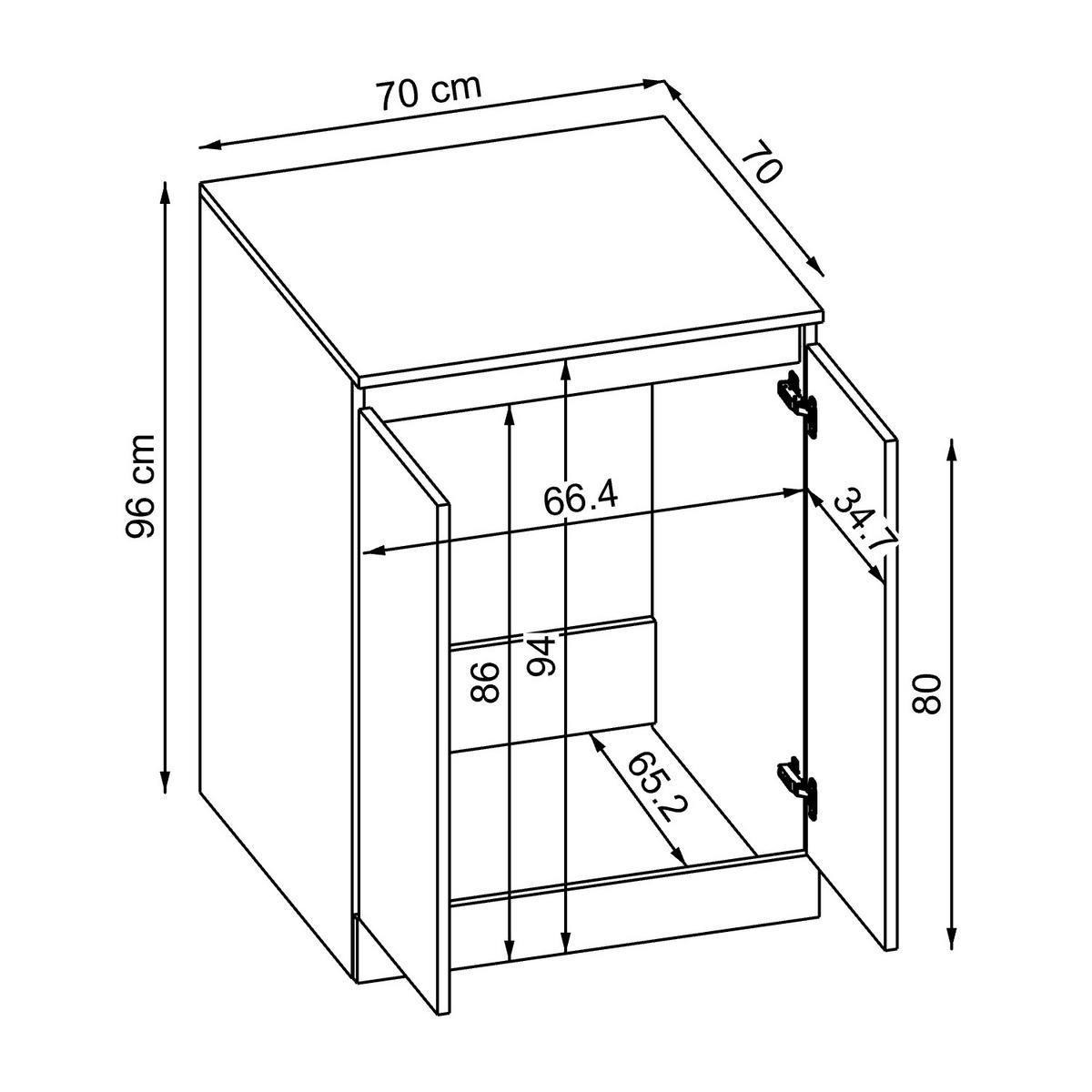 WASCHMASCHINENSCHRANK Atlantic V 70cm Breit, 96cm Hoch - Weiß, Holzwerkstoff (70/96/70cm)