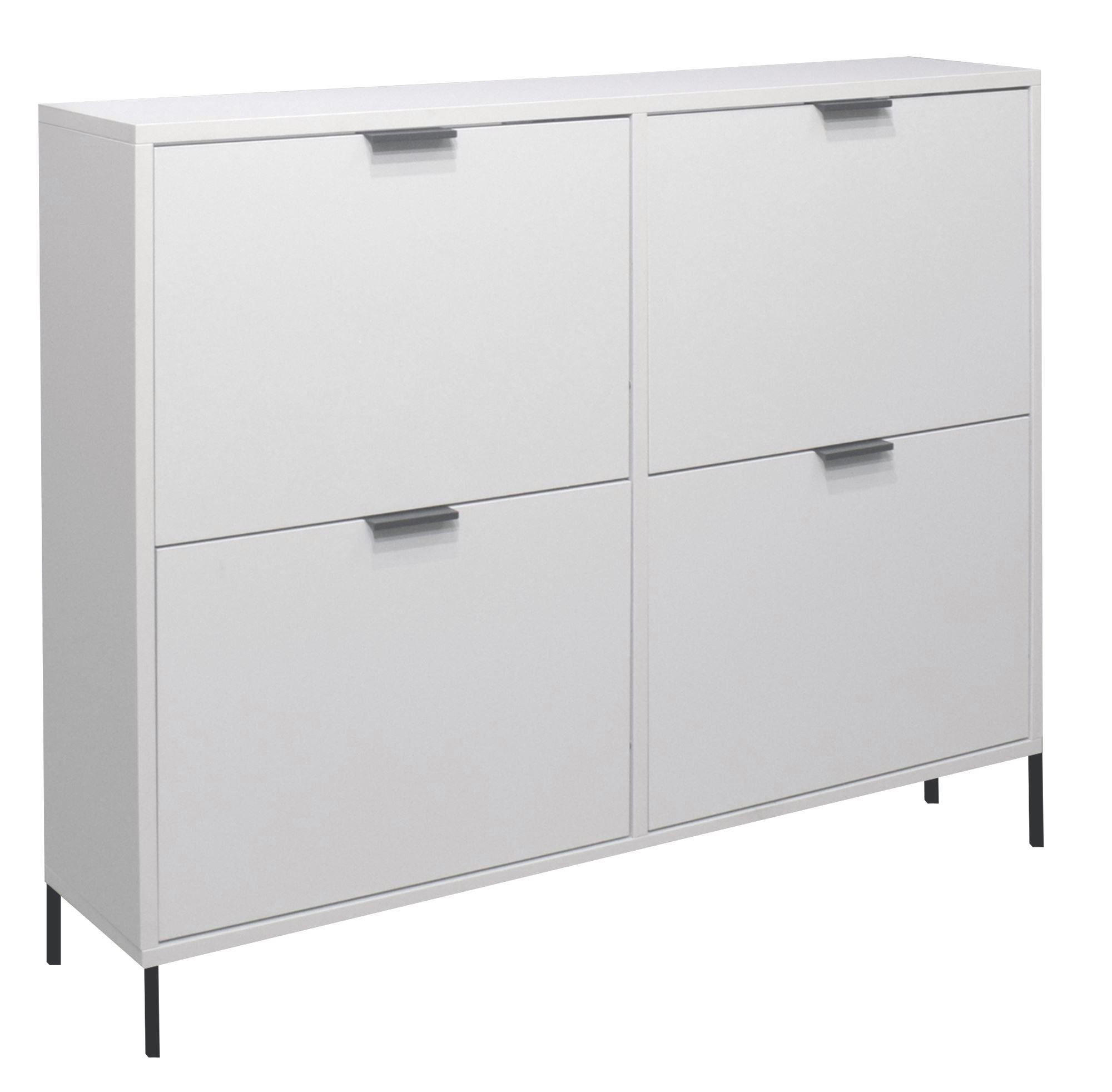SCHUHSCHRANK Erna 120x25x101 Kreidegrau matt Lack - Hellgrau, Holzwerkstoff (120/101/25cm) - 58aufmkessel