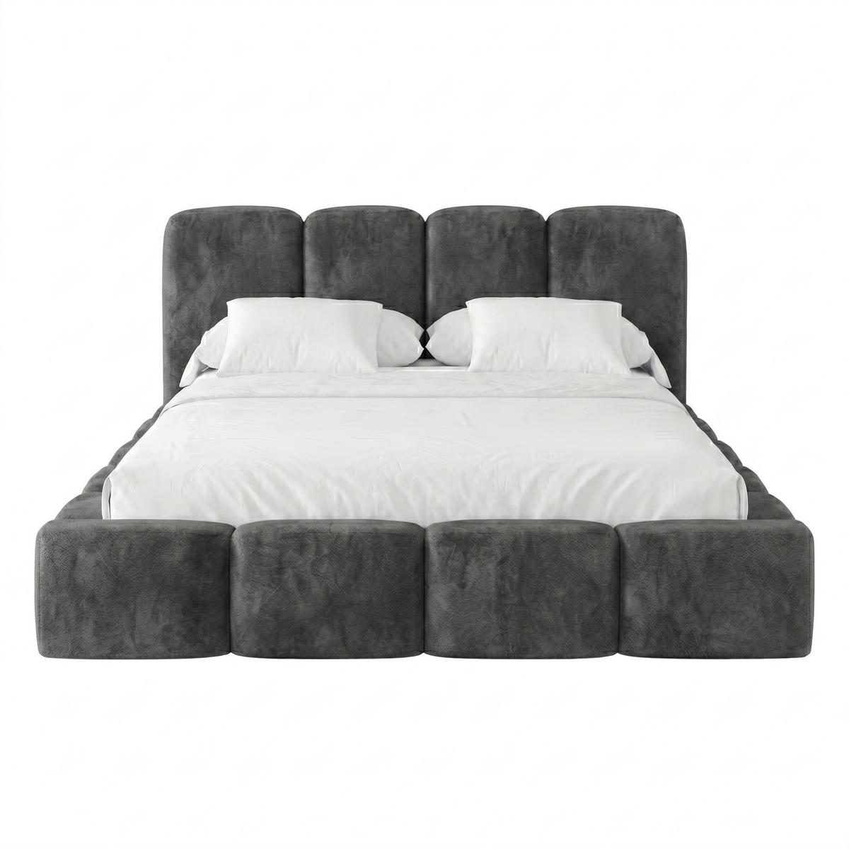 POLSTERBETT SUENO MAXI 160x200 cm in Grau, gepolstertes Kopfteil, Metalllattenrost, Bettkasten, Velour-Stoff - Naturfarben/Grau, Holz/Textil (160/200cm) - Muffo