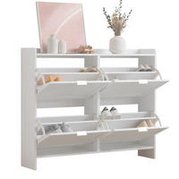 SCHUHSCHRANK Modern freistehend 4 Fächer Weiß 110x24x90cm - Weiß, Holzwerkstoff (24/90/110cm) - FLIEKS