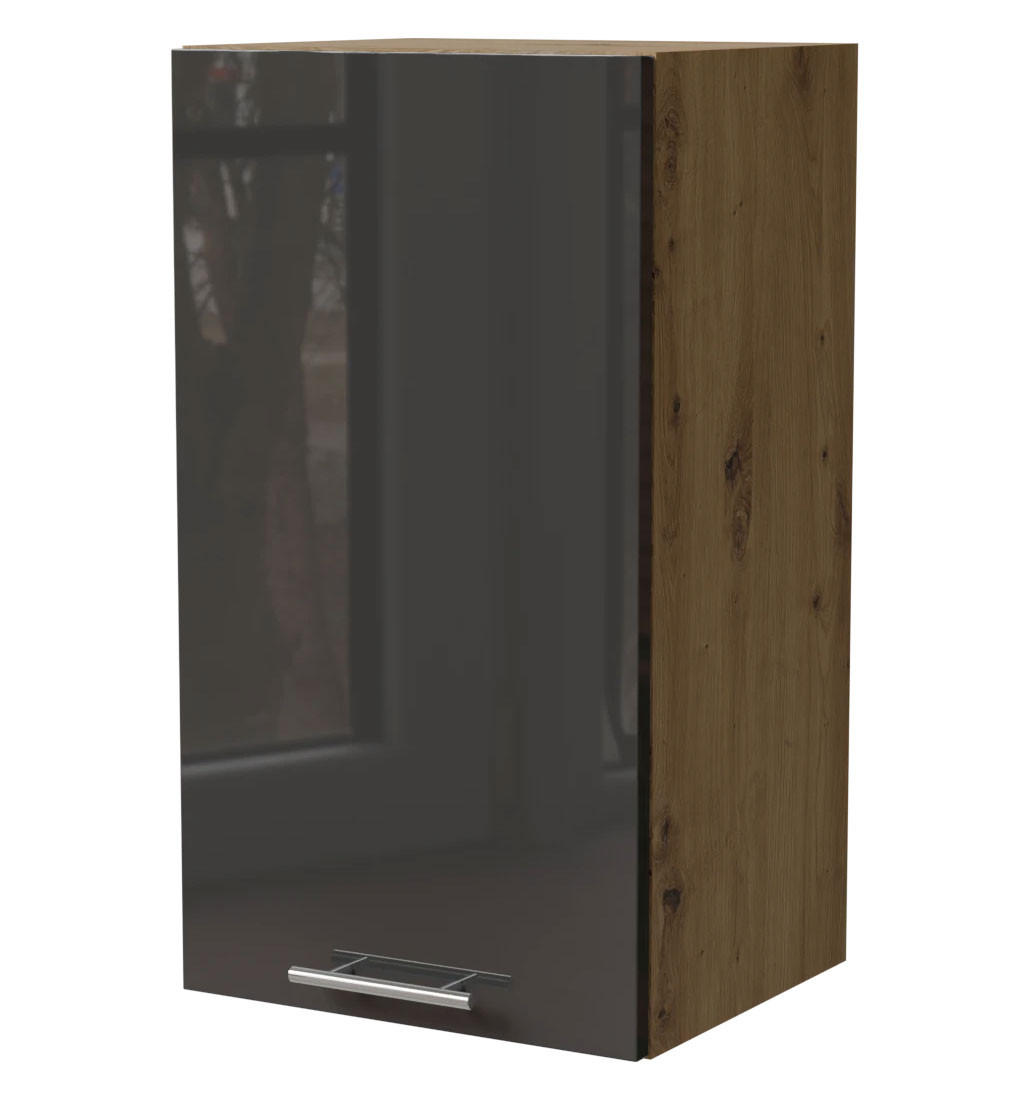 KÜCHENHÄNGESCHRANK Essen W2/40 Graphit Hochglanz / Eiche Artisan Matt 40 / 32,5 / 72cm - Graphitfarben/Eiche Artisan, Holz/Holzwerkstoff (40/72/32.5cm) - Feldmann-Wohnen