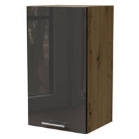 KÜCHENHÄNGESCHRANK Essen W2/40 Graphit Hochglanz / Eiche Artisan Matt 40 / 32,5 / 72cm - Graphitfarben/Eiche Artisan, Holz/Holzwerkstoff (40/72/32.5cm) - Feldmann-Wohnen