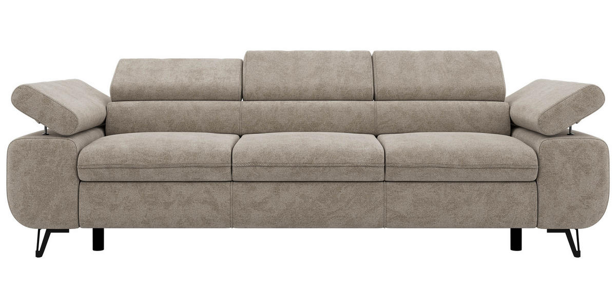 TŘÍMÍSTNÁ POHOVKA PETER 3 - Šedobéžová Štruktúrovaná látka - černá/šedobéžová, kov/textil (262/76/99cm) - MKS
