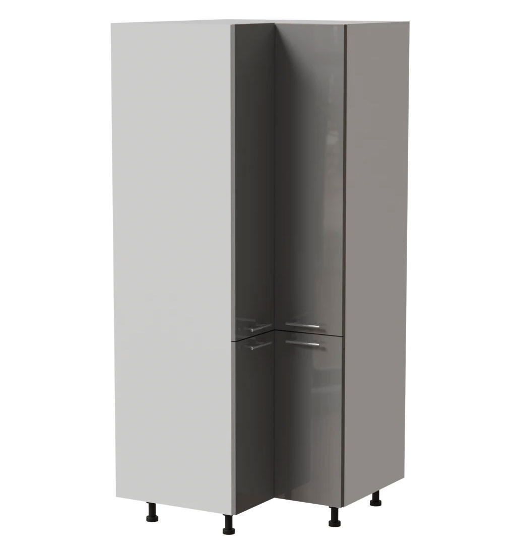 Feldmann-Wohnen Eckvorratsschrank Grau, Weiß 90x207x90 cm