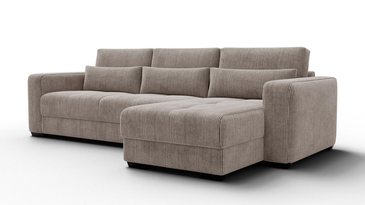 ECKSOFA OLI 4-Sitzer rechts, taupe - Taupe, Holz/Textil (295/172cm) - Courtois Laville