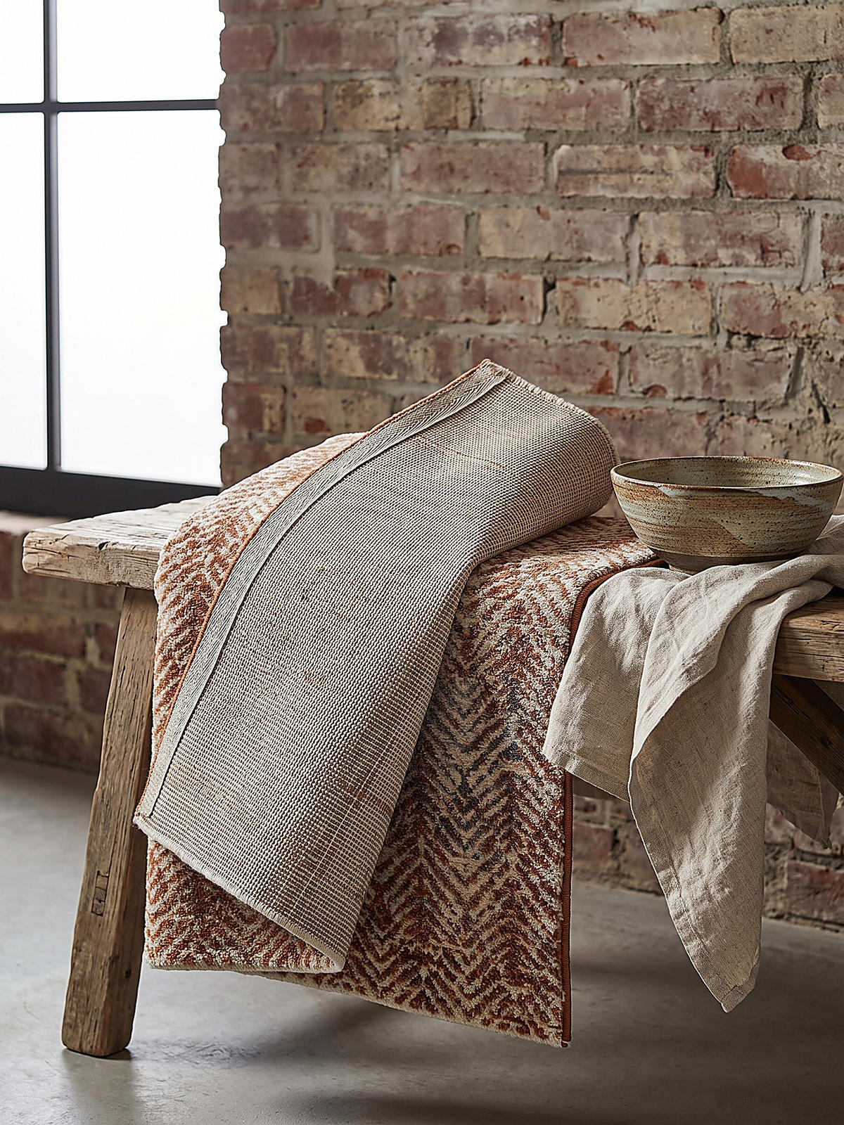 KURZFLORTEPPICH CROAL, Chevron, Natur-Terrakotta, 160 x 230 cm - Beige, Textil (160/230cm) - KADIMA DESIGN
