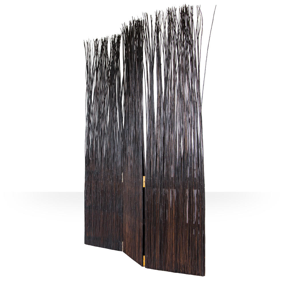 PARAVENT 3-tlg. 120/170 cm Dunkelbraun Weide - Dunkelbraun, Naturmaterialien (120/170/3cm) - Homestyle4u