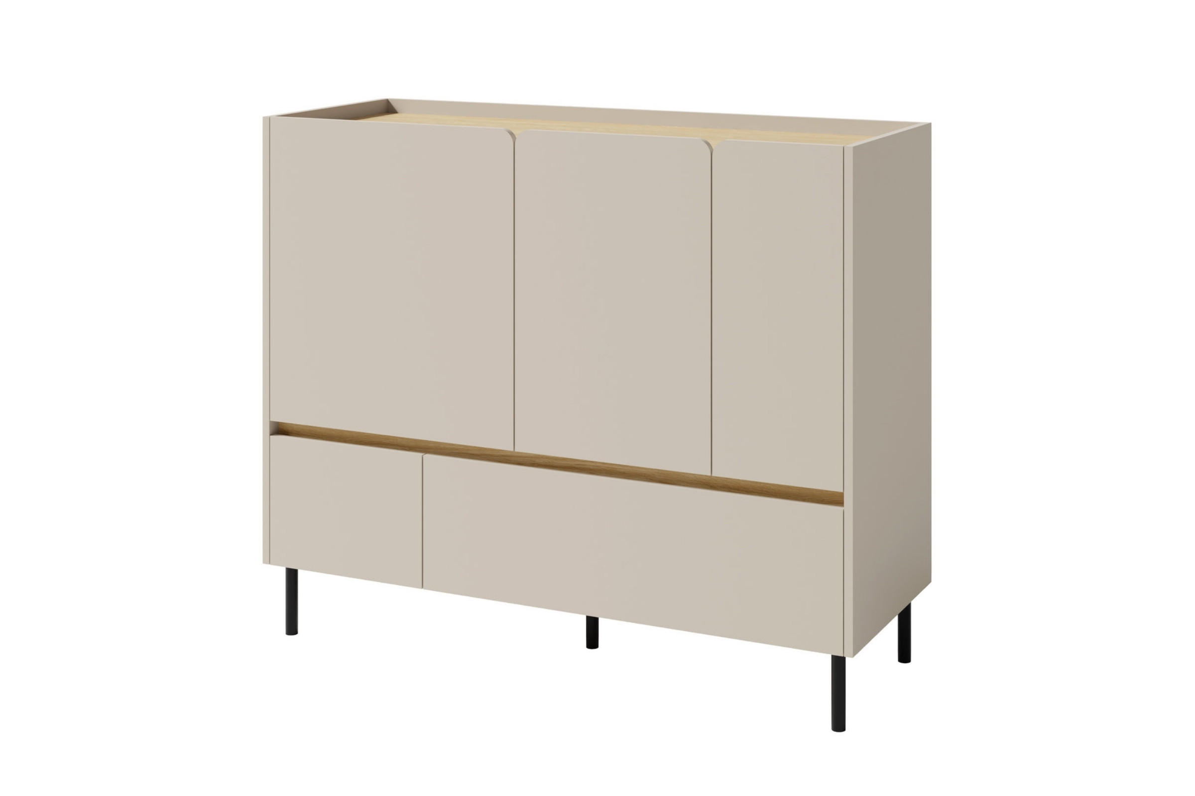 KINDERKOMMODE LIBU 08 120/40/105 in Sandbeige / Geölte Eiche - Eichefarben/Beige, Holzwerkstoff (120/105/40cm) - Deine Möbel 24
