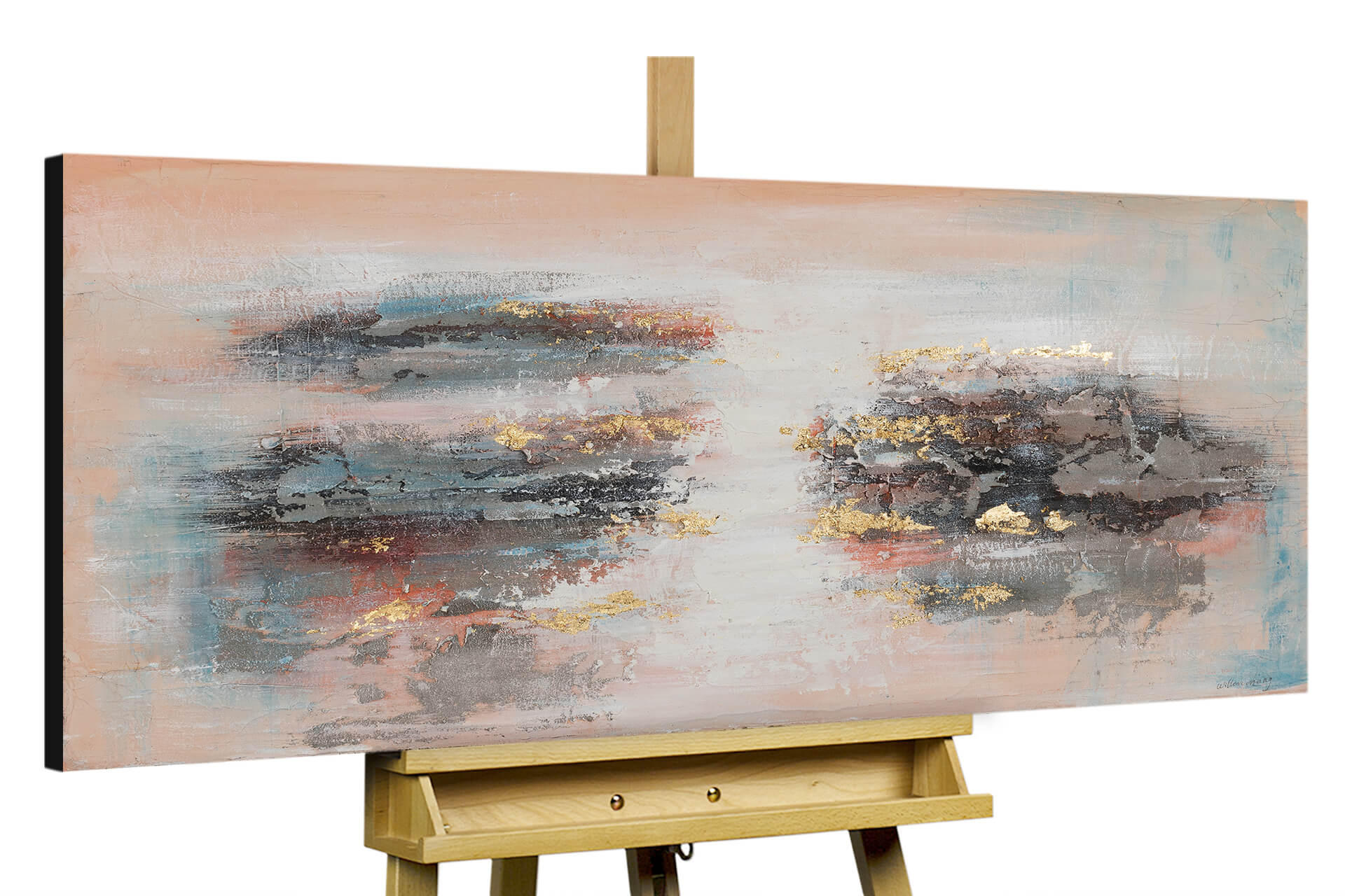 ACRYLBILD HANDGEMALT 120/60 cm - Beige/Grau, Holz/Textil (120/60cm) - KUNSTLOFT