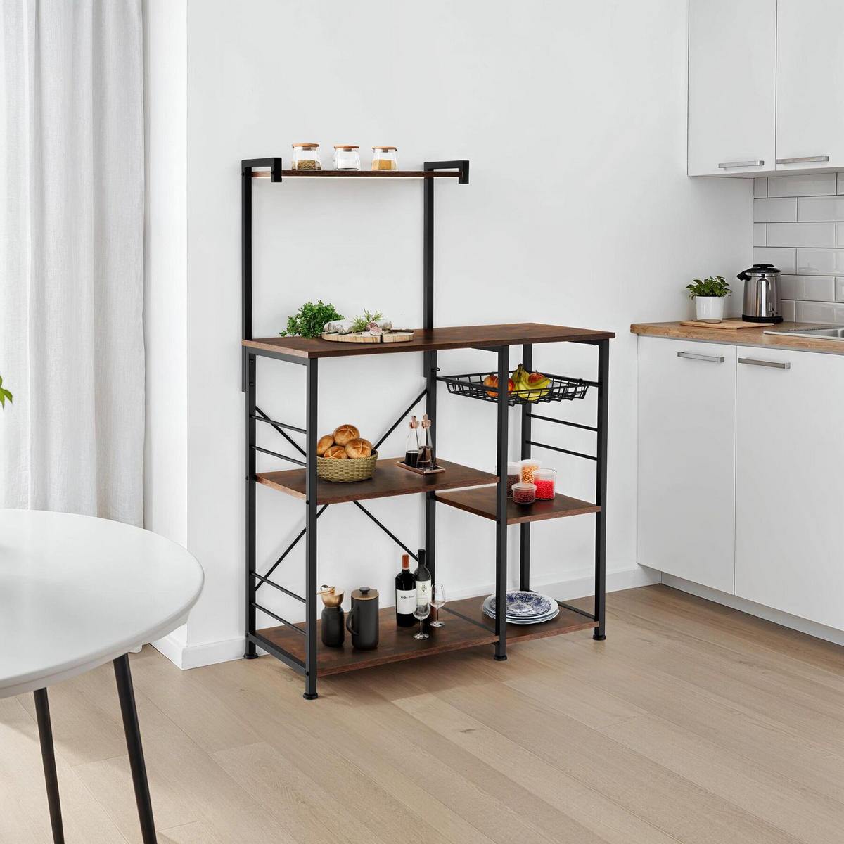 KÜCHENREGAL Crawley, 90 x 40 x 131, 5 cm, Industrial Holz dunkel, rustikal - Rostfarben, Holzwerkstoff (40/131.5/90cm) - tectake
