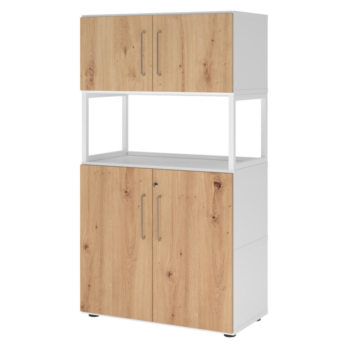 AKTENSCHRANK groß abschließbar mit Regal 41,7/80/145,2 cm in Weiß/Wildeiche - Wildeiche/Weiß, Holzwerkstoff (80/145.2/41.7cm) - bümö