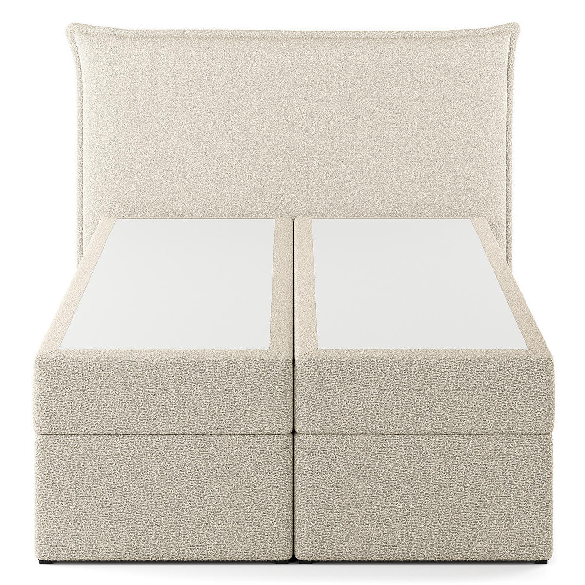 BOXBETT mit Stauraum - Bouclé - Creme, Holzwerkstoff/Textil (140/200cm) - home24