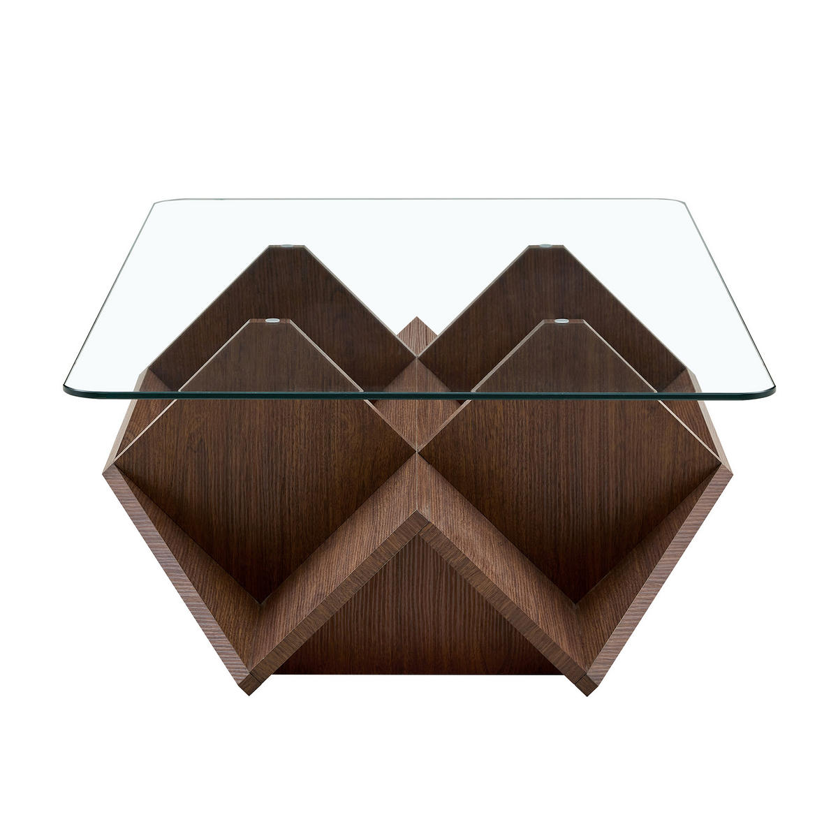 COUCHTISCH DE-37392 mit Glasplatte und mehrstufigem Stauraum Walnuss - Walnussfarben, Holzwerkstoff (103/63/33.5cm) - ComfortXL