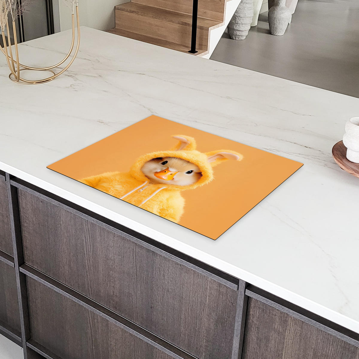 HERDABDECKPLATTE Osterhase - Kostüm - Ente Induktionsmatte 71x52 cm - Gelb, Kunststoff (71/52/0.2cm) - MuchoWow