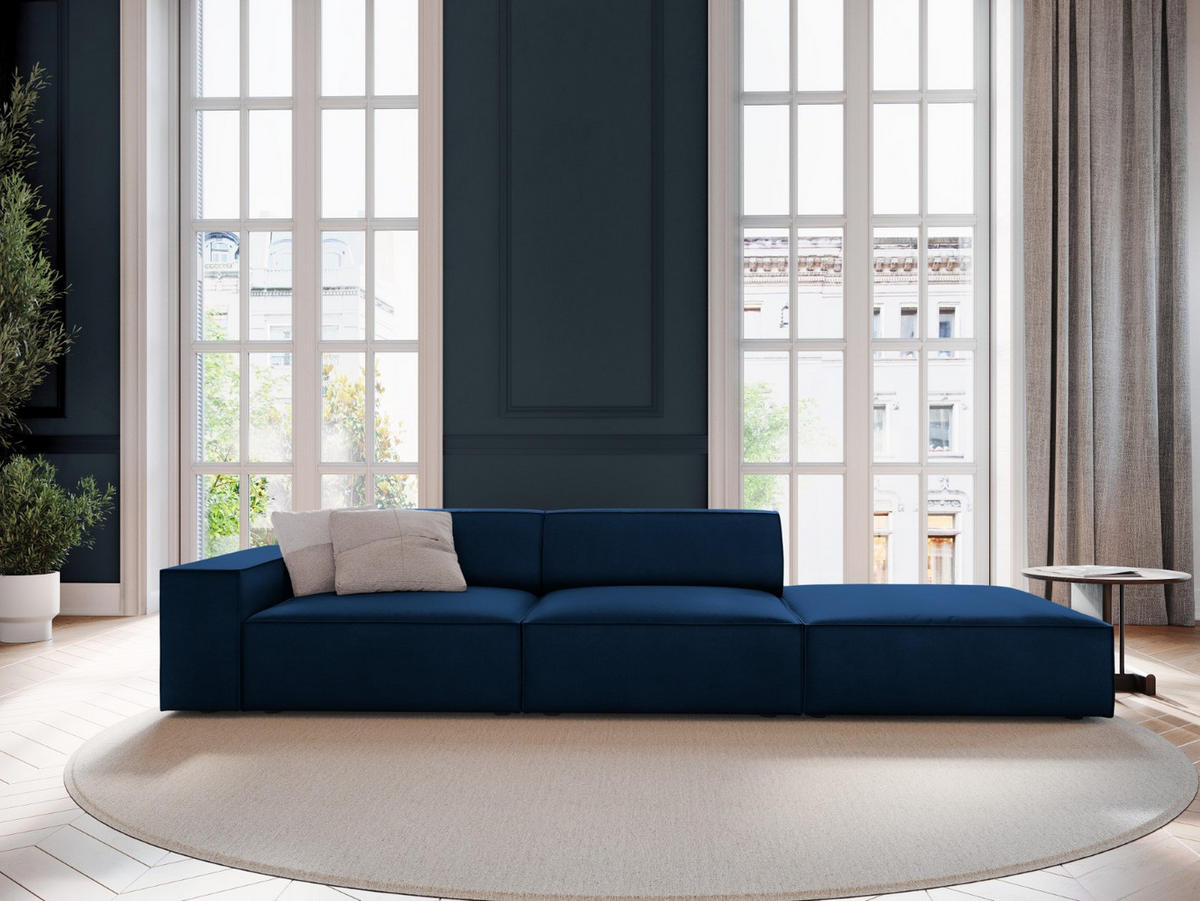 SOFA Jodie aus Samt königsblau 3 Sitzplätze - Blau, Textil (262/70/102cm) - Micadoni