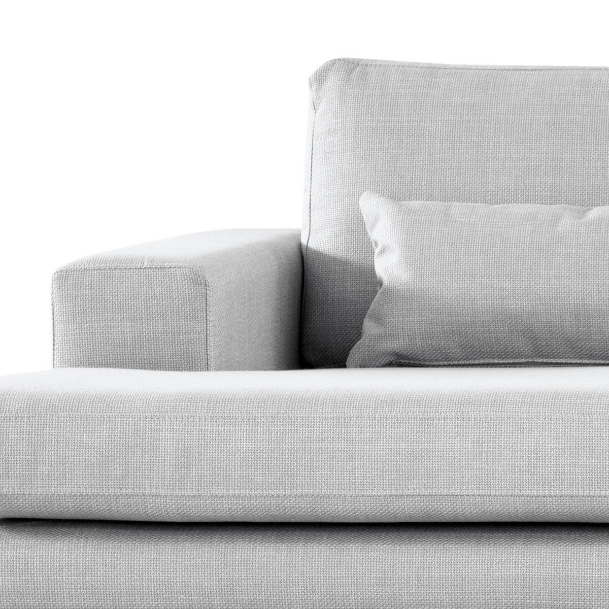 ECKSOFA mit Longchair - Eichefarben/Hellgrau, Eichenholz/Textil (281/153cm) - home24