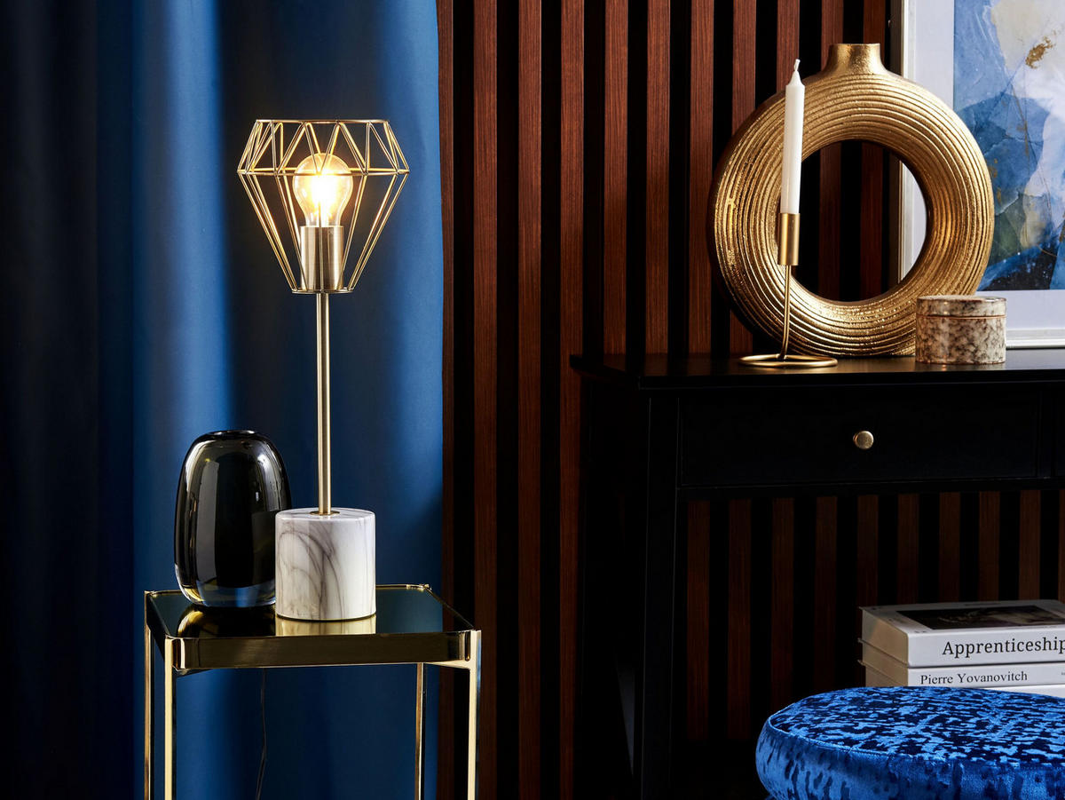 TISCHLEUCHTE Mooni 15/15/53 cm - Messingfarben, Metall (15/15/53cm) - Beliani