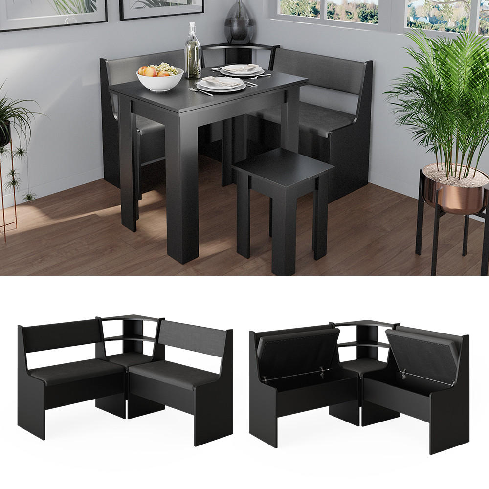 ESSZIMMER-ECKBANK Roman Schwarz 120 x 41.5 cm - Schwarz, Holzwerkstoff (120/80/120cm) - Vicco