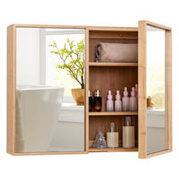 SPIEGELSCHRANK BAD aus Bambus natur - Naturfarben, Naturmaterialen (65/50.5/14cm) - COSTWAY