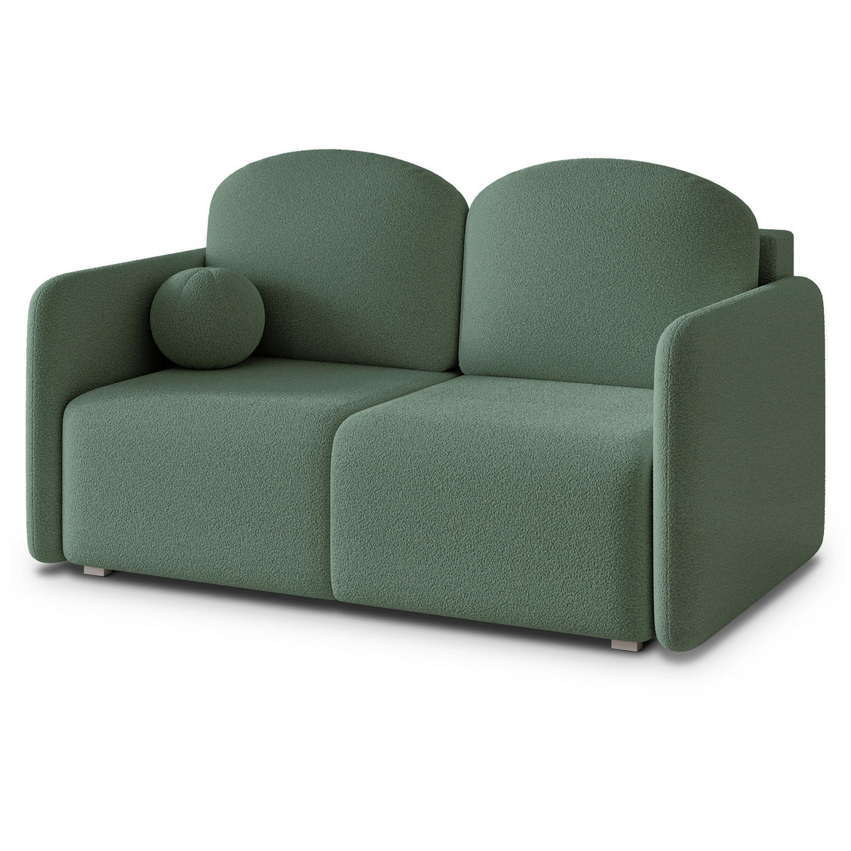 BETTSOFA SUVI II Q Grün Bucle-Stoff mit Schlaffunktion - Grün, Textil (90/85/153cm) - MASSENO