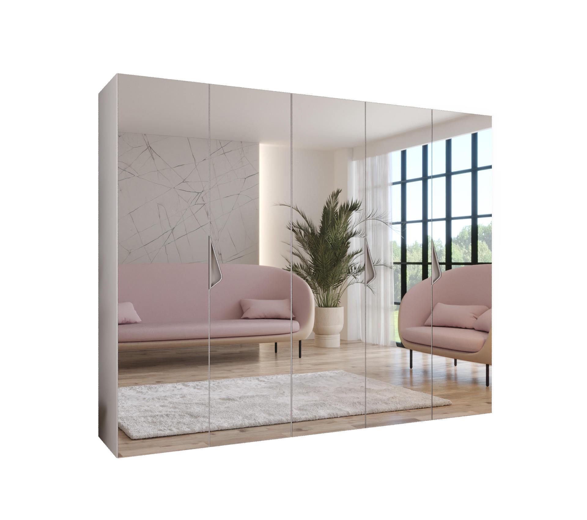 DREHTÜRENSCHRANK 202/250/52 5-türig - Beige/Weiß, Holz/Metall (250/202/52cm) - Abiks Möbel