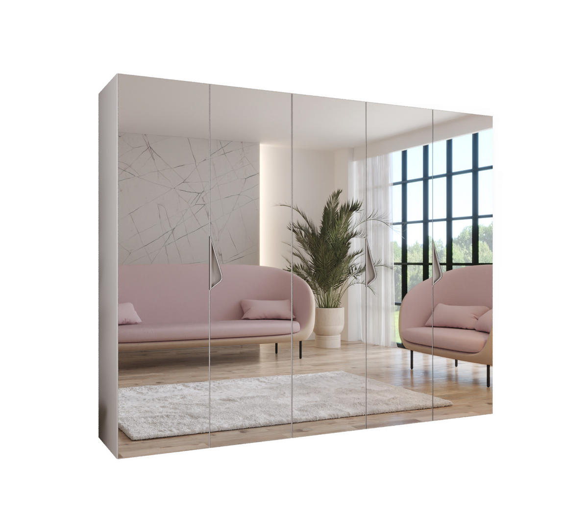 DREHTÜRENSCHRANK 202/250/52 5-türig - Beige/Weiß, Holz/Metall (250/202/52cm) - Abiks Möbel