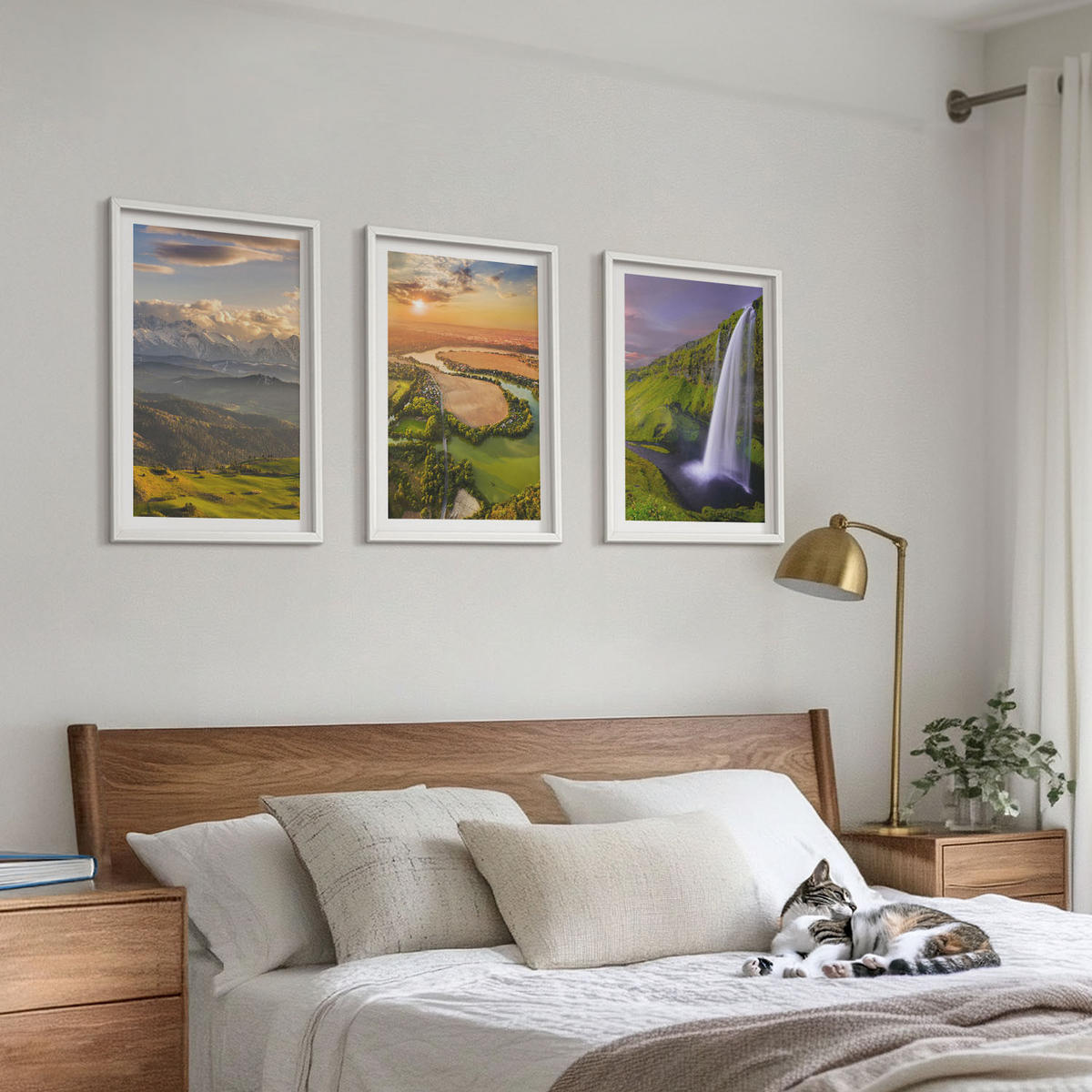 WANDBILDER 3er-Set - 40x60 cm Weißer Rahmen - Gebirgsflüsse, Wasserfälle, Natur - Weiß, Kunststoff (40/60cm) - ArtPrintCave