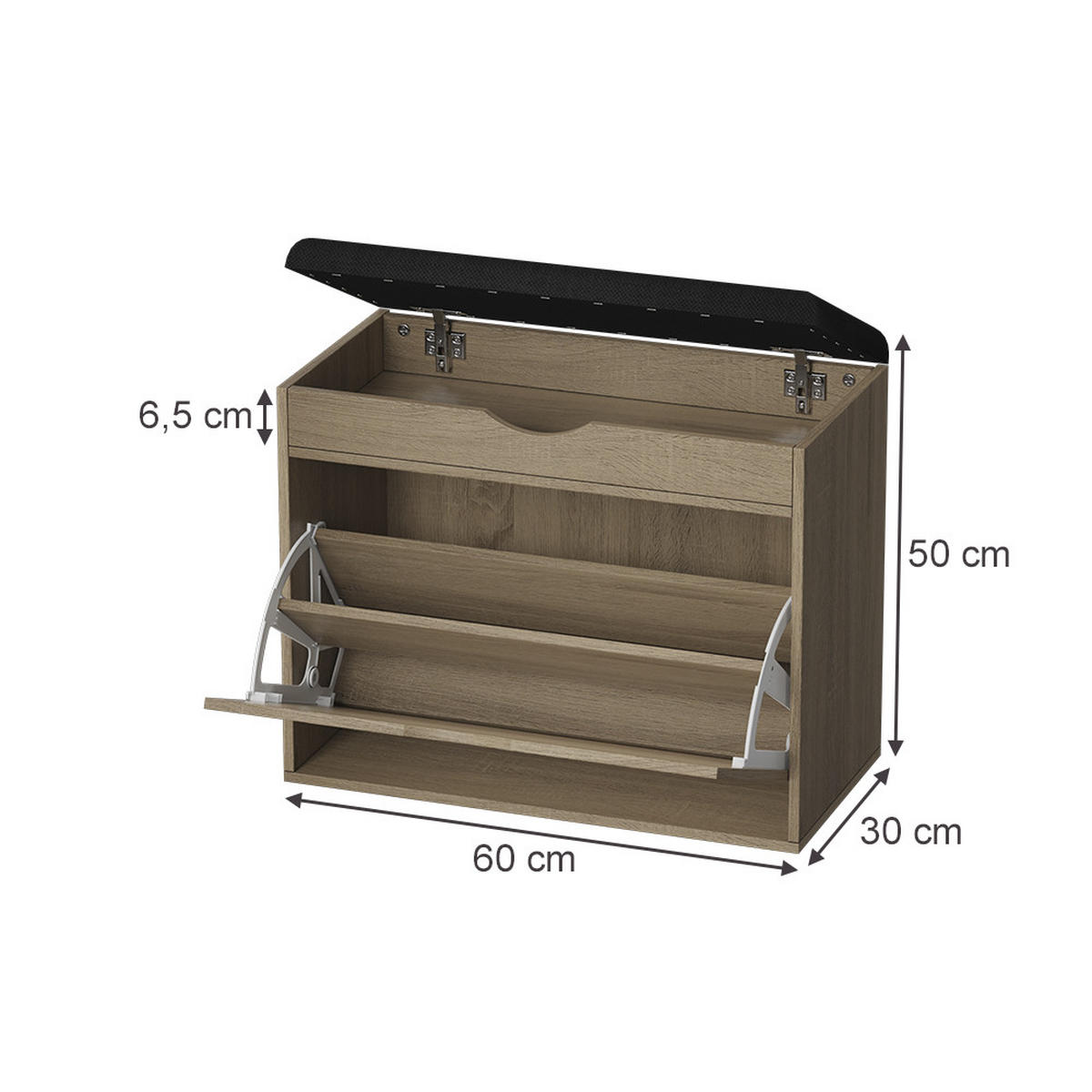 BOTNÍK S LAVICÍ Schufy Sonoma - Sonoma dub, kompozitní dřevo (60/51/30cm) - Vicco