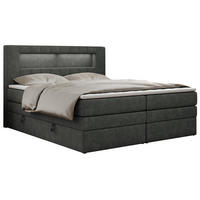 BOXSPRINGBETT GOLD-5 KING LED 160/200 Dunkelgrau Struktur - H3 - Dunkelgrau, Holz/Textil (160/200cm) - MKS