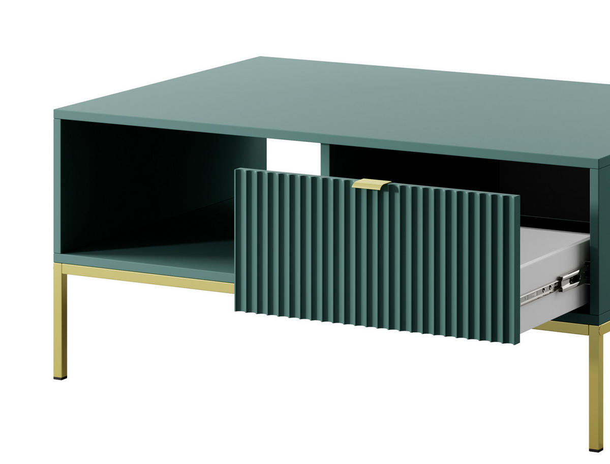 COUCHTISCH NOVA - L104, goldenen Akzenten, 104x68x46 cm Lablador - Türkis/Goldfarben, Holzwerkstoff/Kunststoff (68/104/46cm) - DomoHome