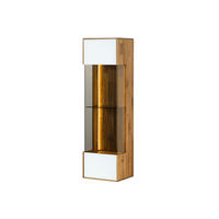 HÄNGEVITRINE Wildeiche 37x32x130 natur geölt / Glas weiß WIEN #132 - Braun, Holz (37/130/32cm) - Massivmoebel24
