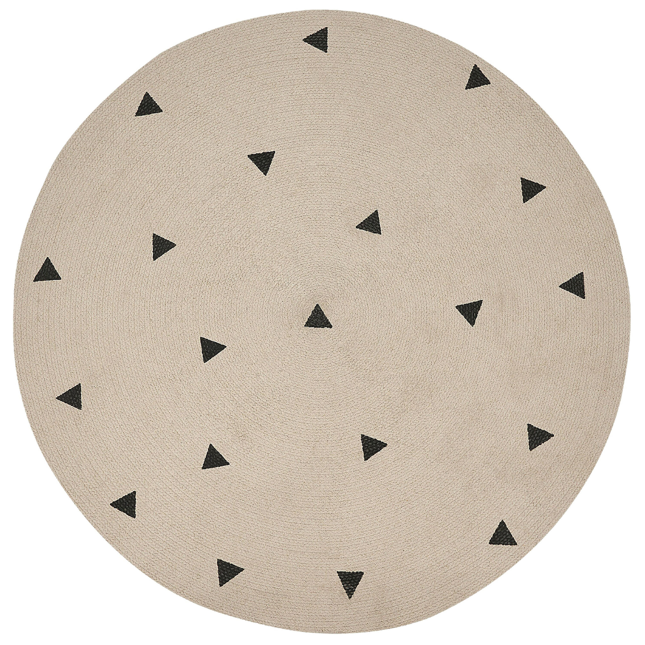 KURZFLOR-TEPPICH Beige 140 cm Durg - Beige/Schwarz, Textil (140/140cm) - Beliani