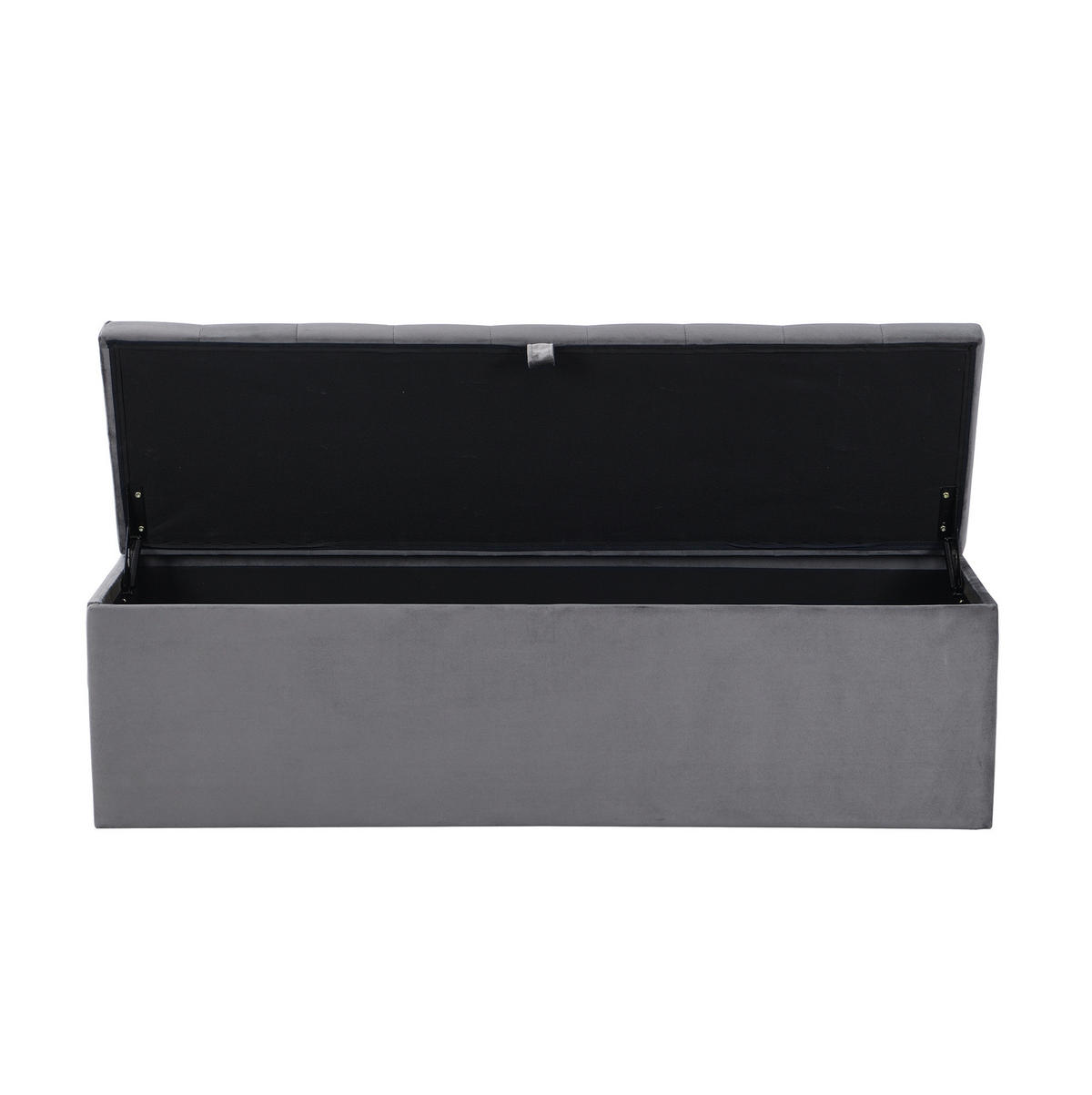 POLSTERBANK Grau 138/41/42 cm aus Samt mit Stauraum - Grau, Textil (41/42/138cm) - OKWISH