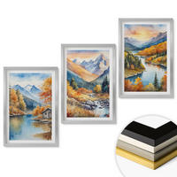 WANDBILDER 3er Set - 40x60 cm Silberner Rahmen - Berglandschaft, Fluss, Herbst - Silberfarben, Kunststoff (40/60cm) - ArtPrintCave