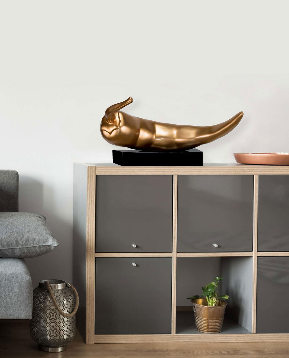 SKULPTUR Gold 48/55 cm - Goldfarben, Stein (4.2/55/17cm) - KUNSTLOFT
