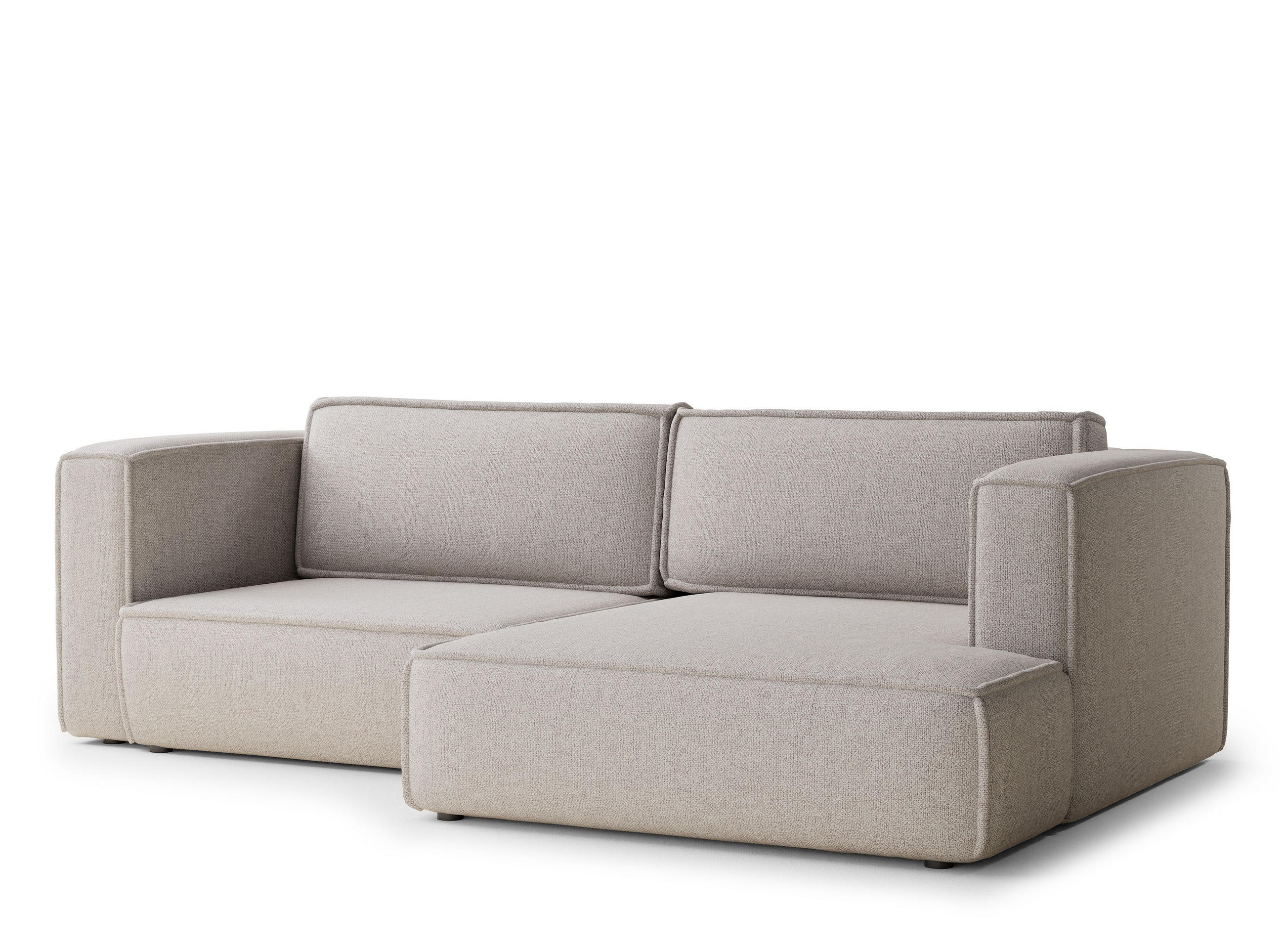 ECKSOFA MIT SCHLAFFUNKTION Velto Beige Webstoff - Beige/Schwarz, Holz/Holzwerkstoff (250/152cm) - Maison de Reve