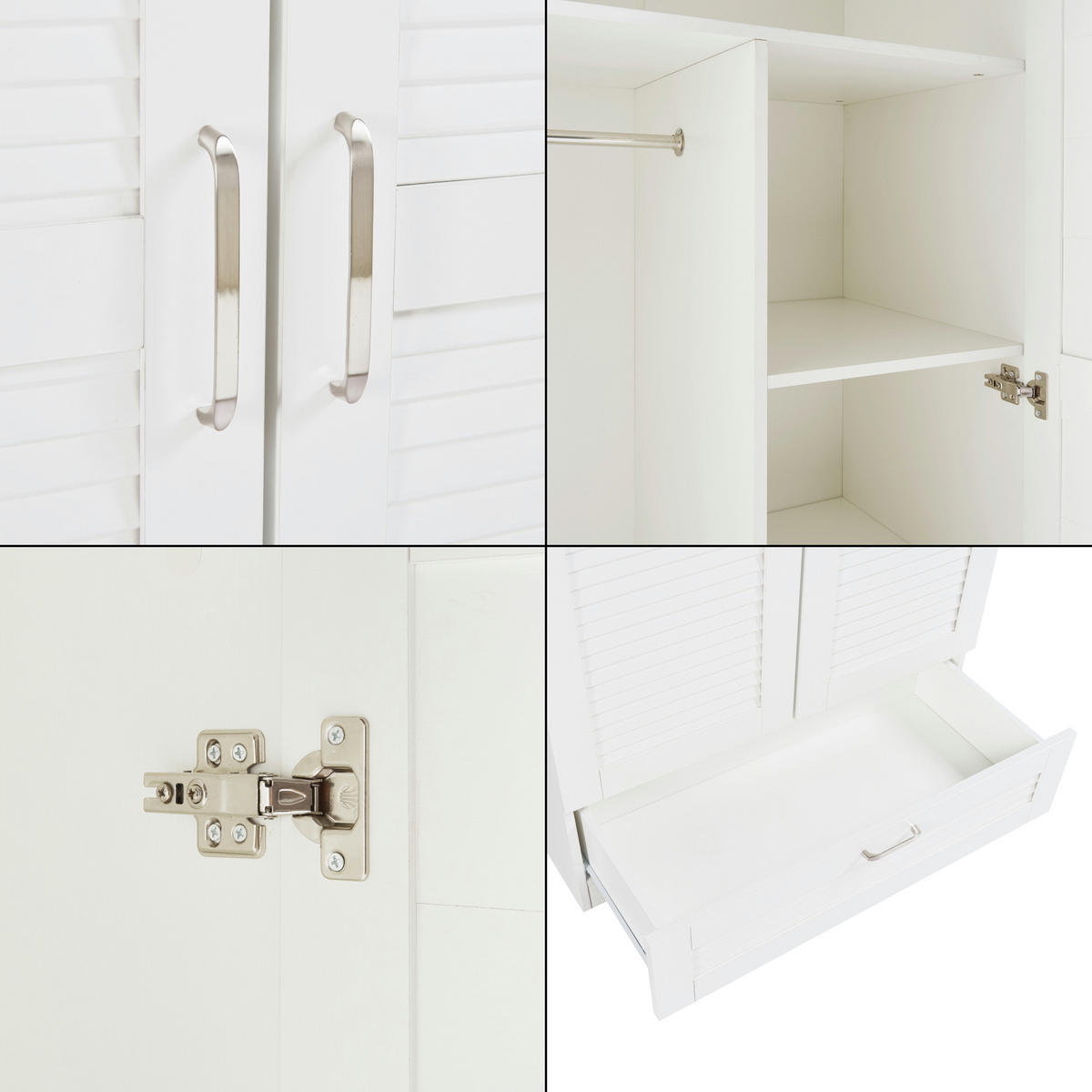 KLEIDERSCHRANK Finning - Weiß, Holzwerkstoff (80/176/52cm) - [en.casa]